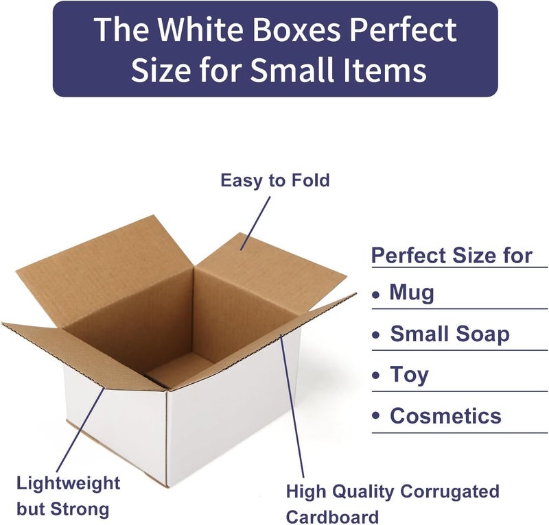 SPEPLA Shipping Boxes 5X4X3 Set of 40, White Corrugated Cardboard Box for Mailing Business Packaging - Image 5